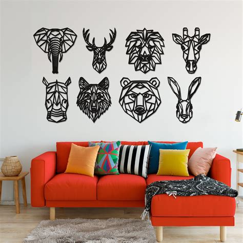 Geometric Elephant Head Animal Wall Art, Contemporary Wall Art Polygon ...