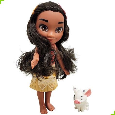 Boneca Moana C Porquinho Pua 33 Cm De Vinil Articulada Tem Tem