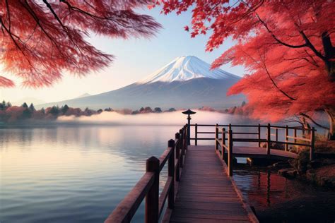 Monte Fuji Y Lago Kawaguchiko En Oto O Jap N Vistoso Oto O Temporada