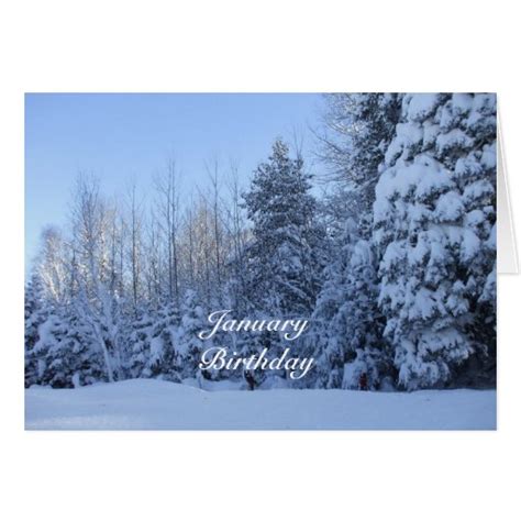 January Birthday-Winter Tree Scene Greeting Card | Zazzle