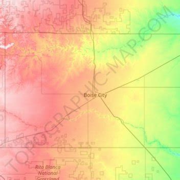 Cimarron County topographic map, elevation, relief