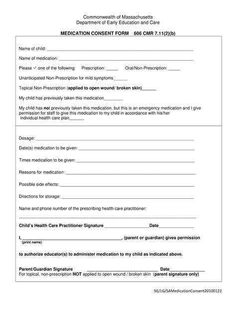 Medication Consent Form Template