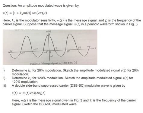 Solved Question An Amplitude Modulated Wave Is Given By Chegg