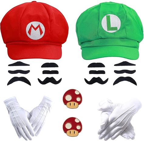 Eikou Super Mario Bros Mario And Luigi Hats Mustaches Gloves Mushroom