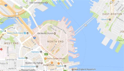 Map North End Boston | Tourist Map Of English