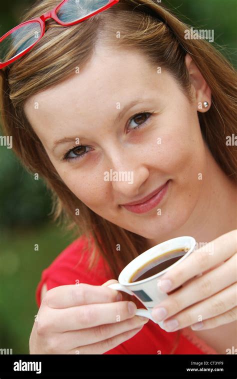 WOMAN WITH HOT DRINK Stock Photo Alamy