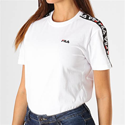 Fila Tee Shirt Femme A Bandes Adalmiina 687215 Blanc Noir Rouge