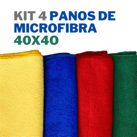 Kit 4 Panos De Microfibra 40X40 Profissional Da Limpeza