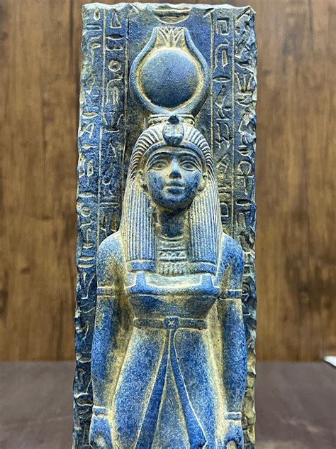 Egyptian Goddess Isis Statue With Special Cartouche, Isis Statue With Spiritual Inscription. 12. ...