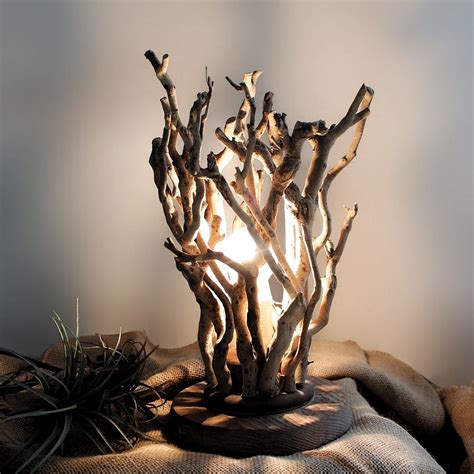 Rustic Handmade Natural Tree Branches 1 Light Twig Table Lamp With