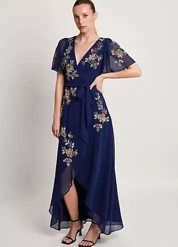 Monsoon Sarah Embellished Wrap Dress Kaleidoscope