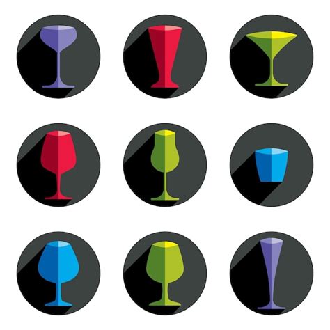 Premium Vector Colorful Drinking Glasses Collection Set Of Alcohol