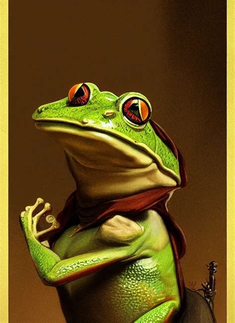 Frog Gentleman In A Costume Portrait By Lajos Ber N Stable Diffusion