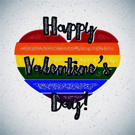 Tarjeta Del Día De San Valentín Del Arco Iris Con Corazón Gay Y Cartel De Colores Cambiados