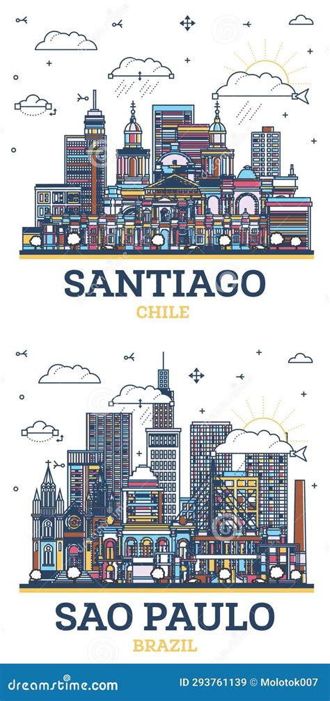 Sao Paulo Brazil City Map In Retro Style Outline Map Cartoon Vector