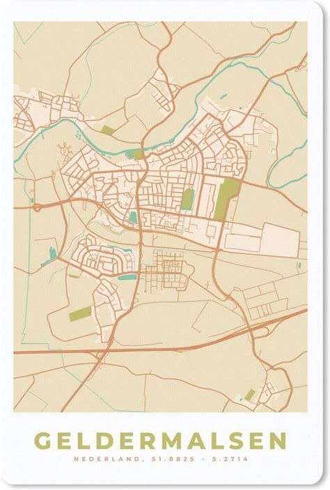 Muismat Mousepad Plattegrond Geldermalsen Vintage Kaart