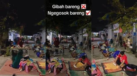 Viral Emak Emak Kompak Setrika Bareng Di Tengah Jalan Saat Malam