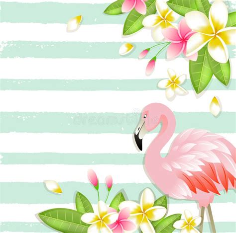 Fondo Tropical Con Las Flores Y El Flamenco Ilustraci N Del Vector