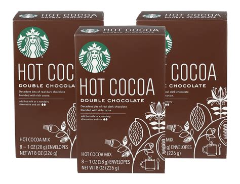 Starbucks Double Chocolate Hot Cocoa Mix 8 Count Pack Of 3 Rich Dark Chocolate Powder