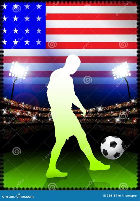 United States Soccer Player In Stadium Match Stock Illustration