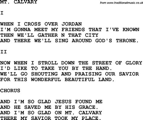 Country Southern And Bluegrass Gospel Song Mt Calvary Lyrics