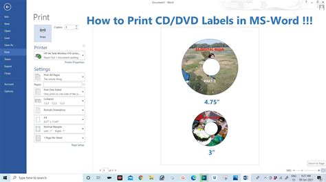 How To Print And Design Cddvd Labels In Ms Word Youtube