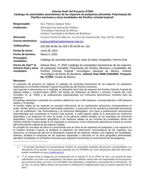 Pdf Informe Final Del Proyecto Kt Pac Fico Mexicano Y