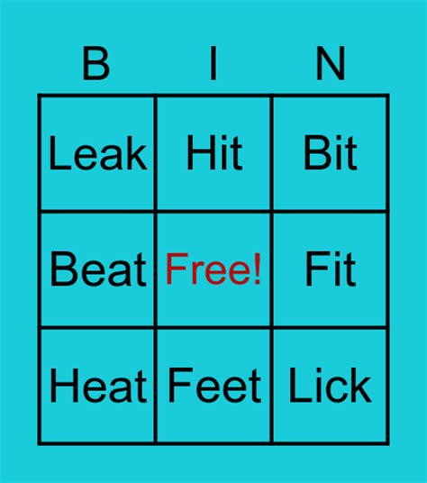 Word Bingo Card