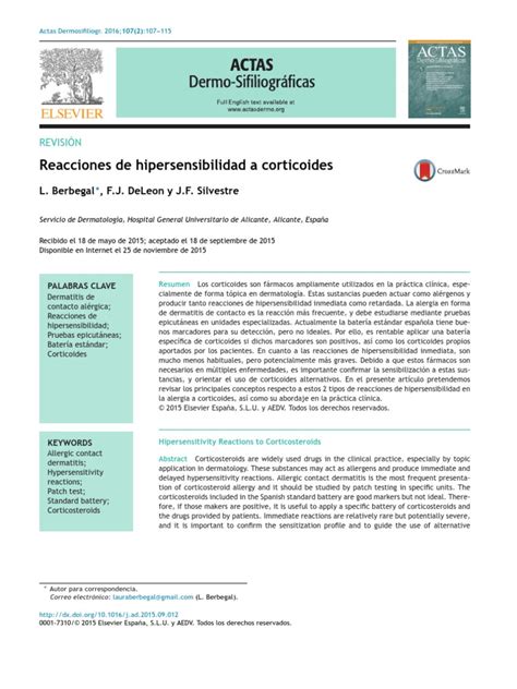 Alergia A Corticosteroides - Alergia A Corticoides y Manejo | PDF