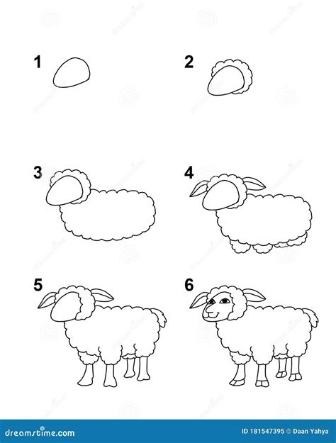 How To Draw Sheep Step By Step Cartoon Illustration With White ...