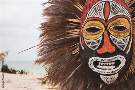 Africa - 01.30.2021: Carnival wooden mask. Tribal culture in Africa ...