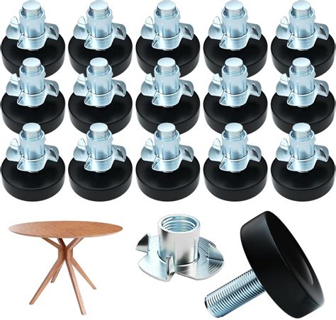 JIEYAO 1 4 Furniture Leveling Feet With T Nuts 12 Pcs Adjustable