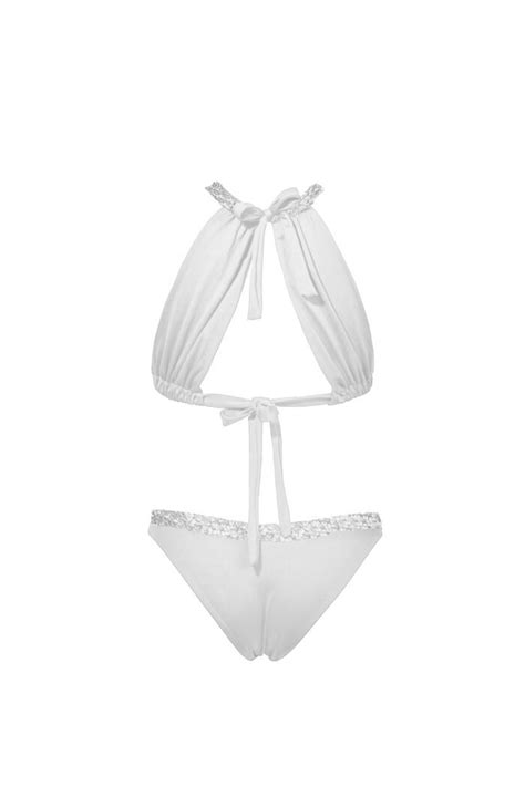 Bikini Fleur Bianco Con Scollo All Americana Via Fratelli Lombardi