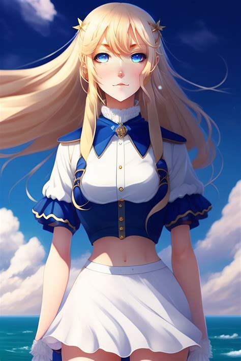 Anime Girl With Blonde Hair And Blue Eyes With Sword