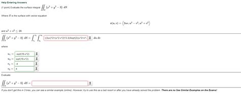 Solved Help Entering Answers Point Evaluate The Surface Chegg