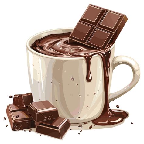 Hot Chocolate With Chocolate Bar Pieces Drink Food Concept Premium AI Generated Vector