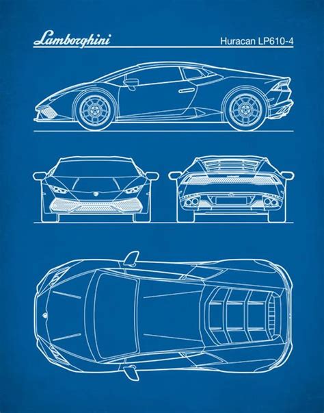 Patent Print, Auto Art, Lamborghini Huracan Blueprint, LP610-4 ...