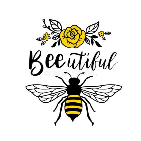 Bee Beautiful Funny Bee Quote Hand Drawn Lettering For Cute Print