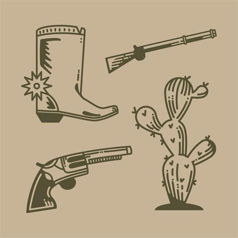 Four Wild West Icons 11147808 Vector Art At Vecteezy