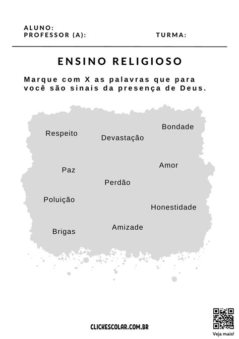 Atividade De Ensino Religioso Para Ano