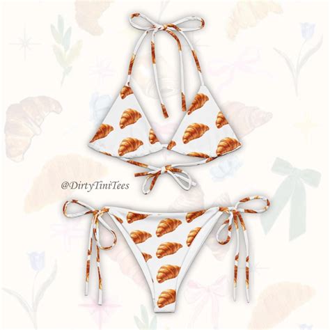 Croissant String Bikini Summer Cocktail Beach Wear Vacation Bachelorette Party Halloween Costume
