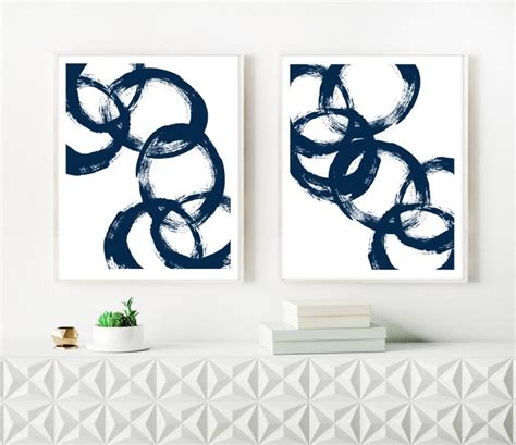 Blue Art Abstract Art Contemporary Art Print Set - Etsy