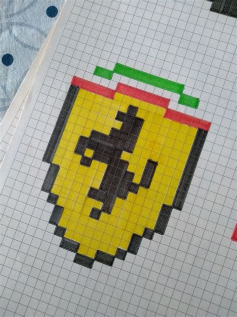 Ferrari car logo in pixel art form. | Easy pixel art, Pixel art design ...