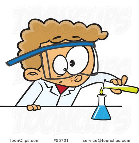 Cartoon White Boy Scientist Pouring Chemicals Into A Beaker 55731 By