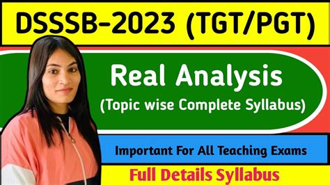 Dsssb Tgt Pgt Maths Real Analysis Full Topic Wise Syllabus