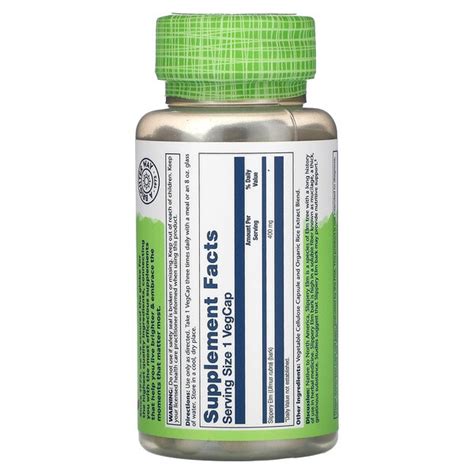 Купить Кора вяза Slippery Elm Bark 400 mg, 100 растительных капсул ...