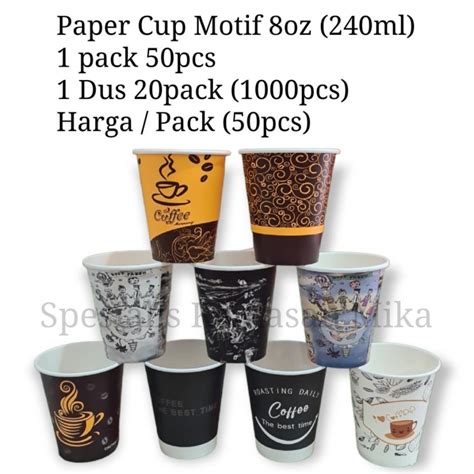 Jual Hot Paper Cup Gelas Kertas Minuman Panas 8 Oz 240ml Tanpa