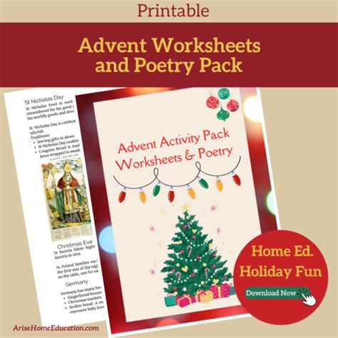 Advent Worksheet And Poetry Pack Printable Arise Home Education