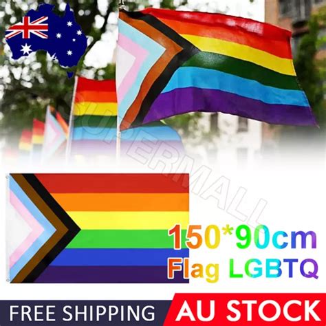 90x150cm Progress Pride Rainbow Flag Gay Lesbian Lgbtq Mardi Gras Banner Oz 685 Picclick Au