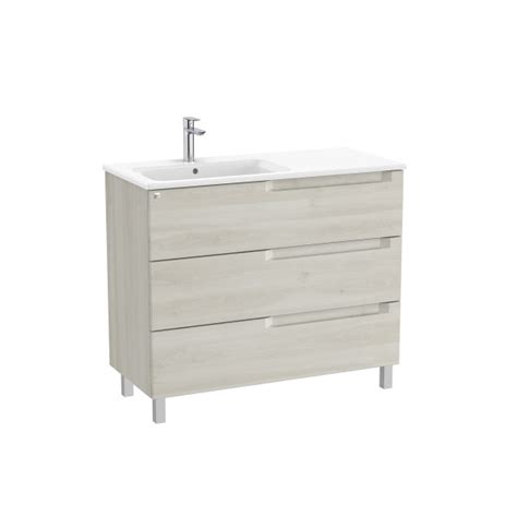 Aleyda Unik 3 Tiroirs Lavabo À Gauche 1000 Mm Bois Blanchi ROCA